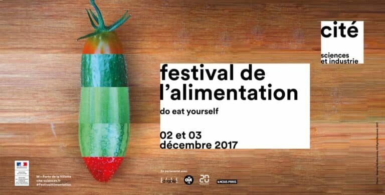 Affiche du Festival de l'alimentation à la Cité des sciences, décembre 2017.