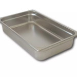 Bac gastronorme GN 1/1 en inox vide, vu de trois quarts