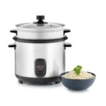 Cuiseur à riz et vapeur inox de 1,8 litres avec couvercle transparent