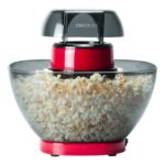 Machine à pop-corn électrique à air chaud avec son bol transparent rempli de pop-corn