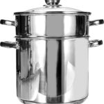 Couscoussier inox de 9 litres avec son panier vapeur et son couvercle en verre, en location